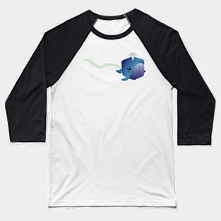 Joyful Blue Whale with a Rainbow Water Fountain Baseball T-Shirt